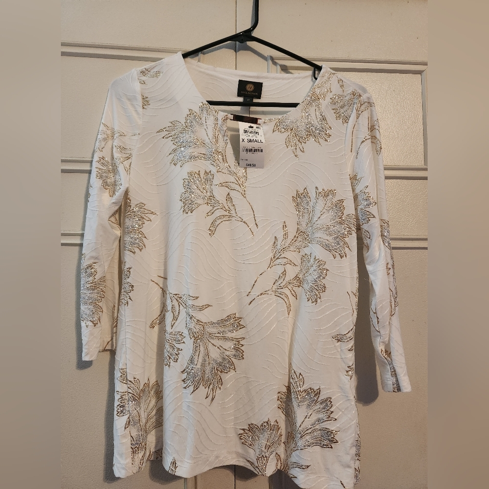 White and gold blouse